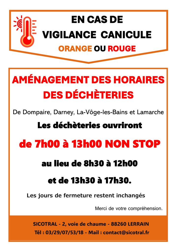 Aménagement horaires des déchèteries
